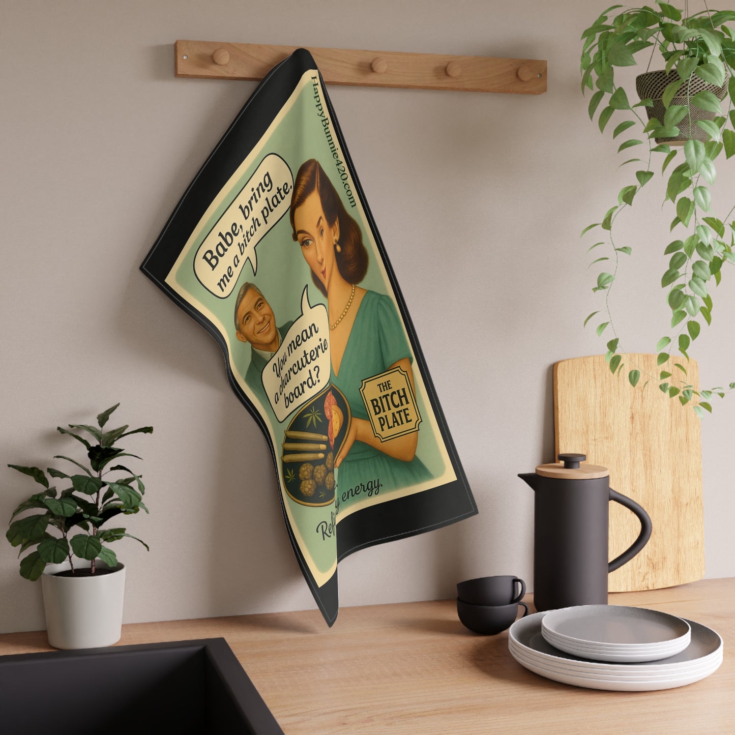 "Bring Me a Bitch Plate" Retro Tea Towel