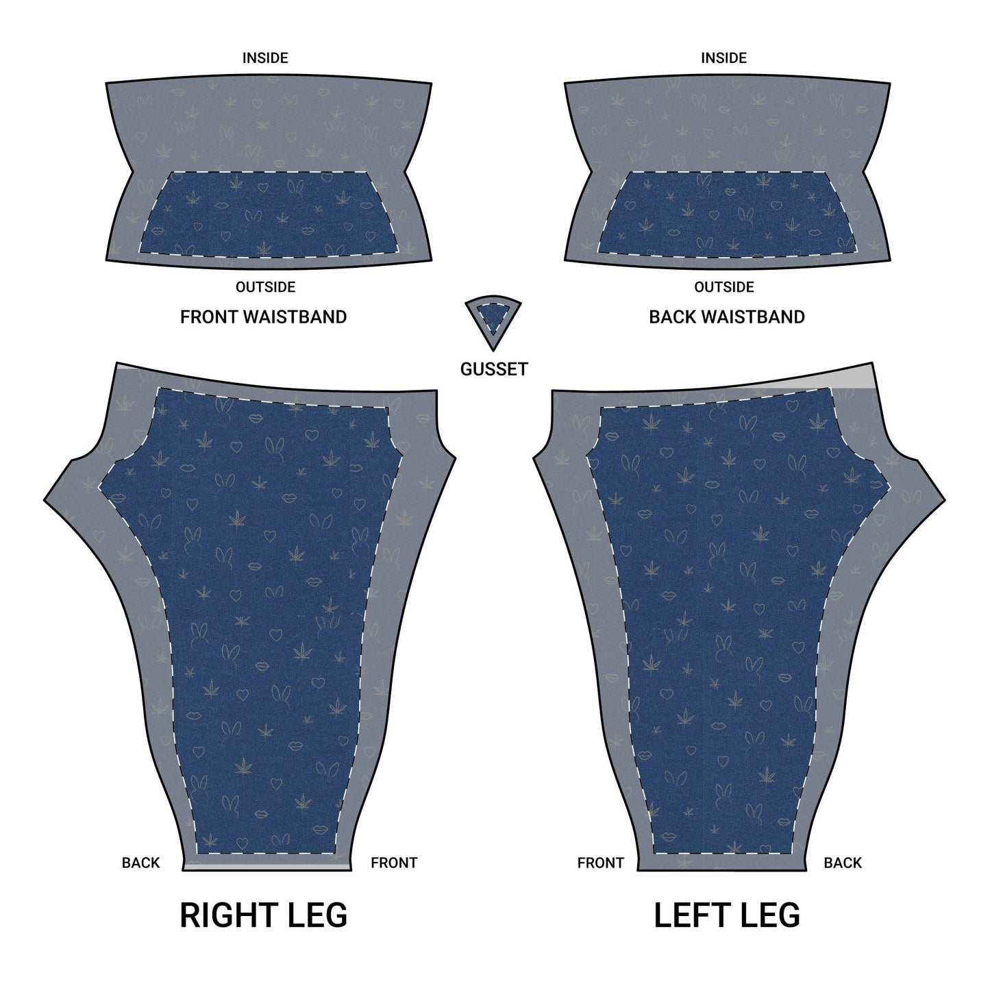 Wide Waistband Denim Print Yoga Pants