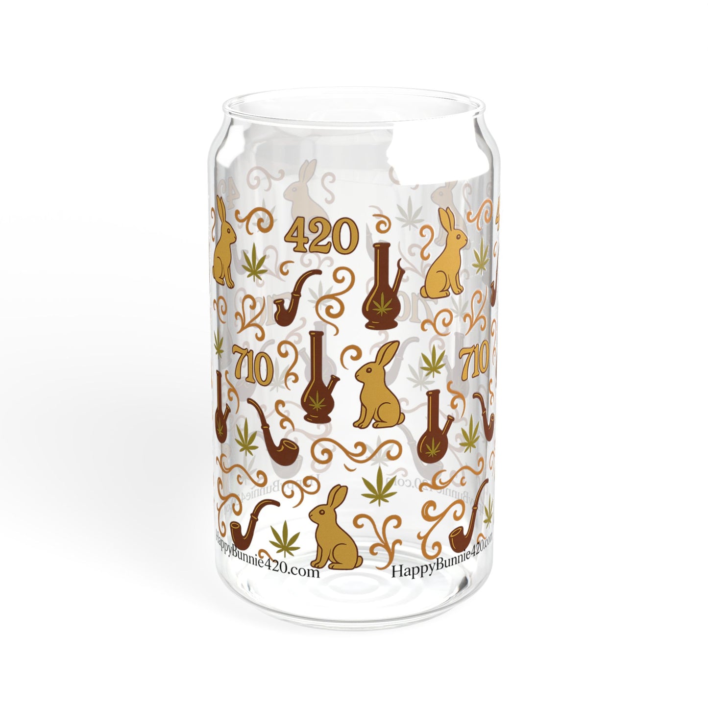 HappyBunnie420 Micro Print Sipper Glass – 16 oz
