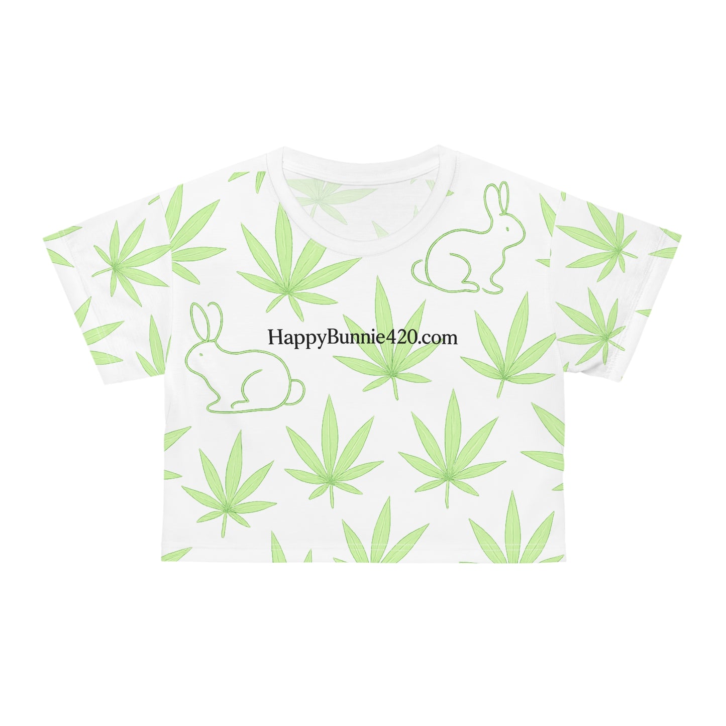 All-Over Cannabis Print Crop Tee