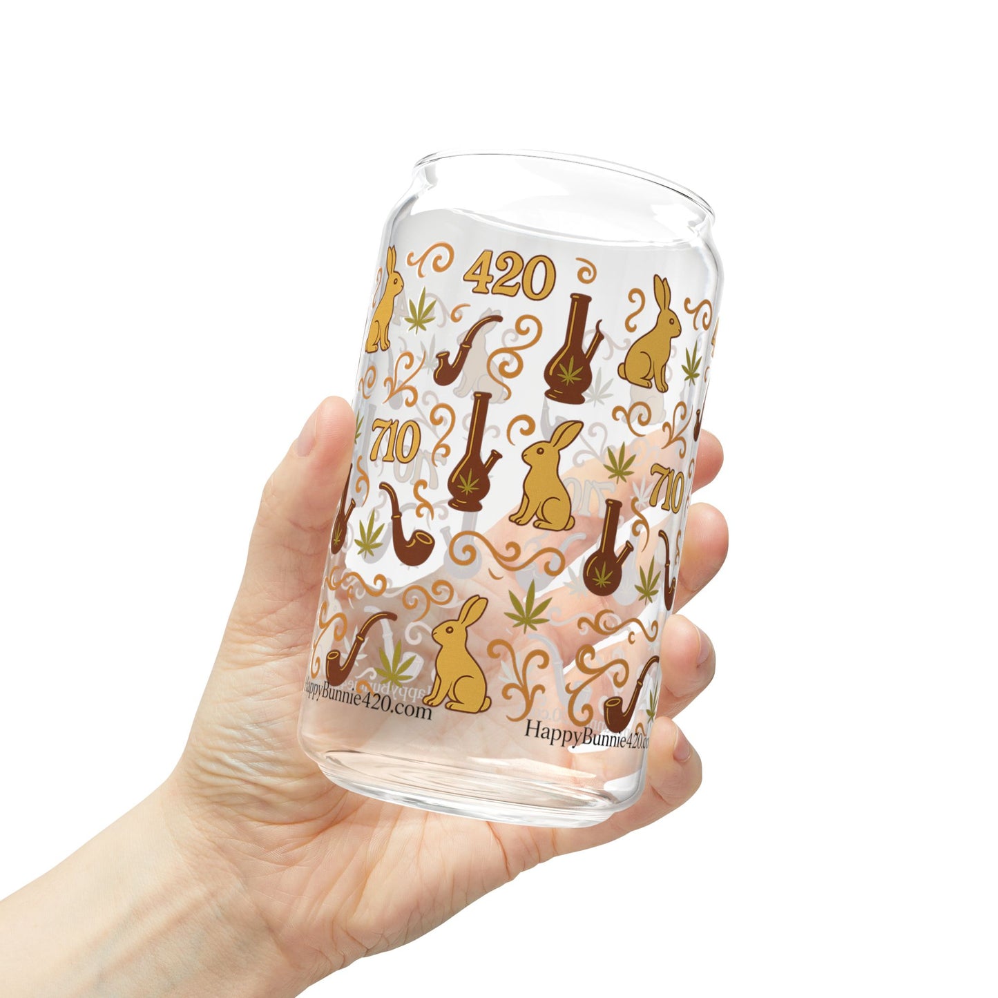 HappyBunnie420 Micro Print Sipper Glass – 16 oz