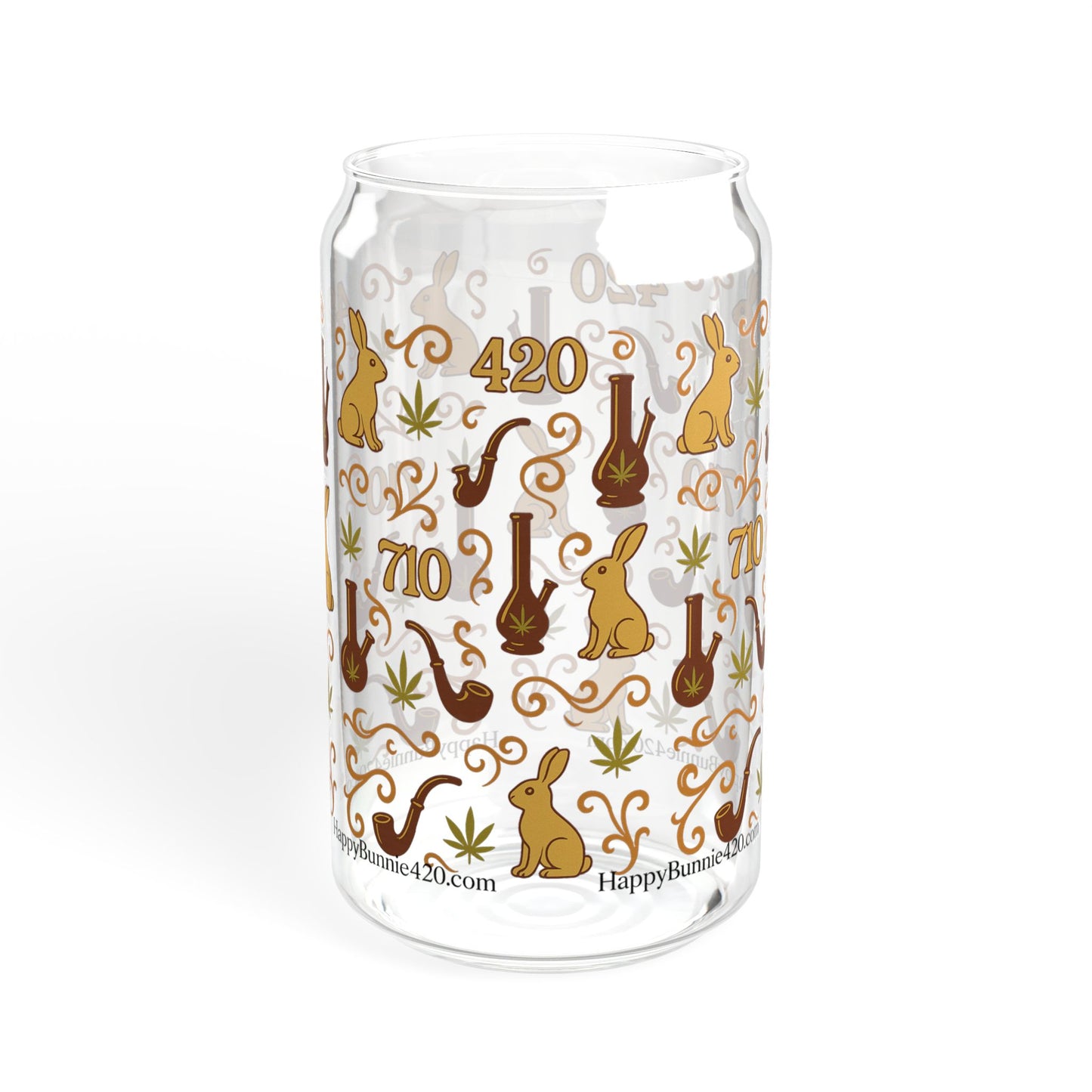 HappyBunnie420 Micro Print Sipper Glass – 16 oz