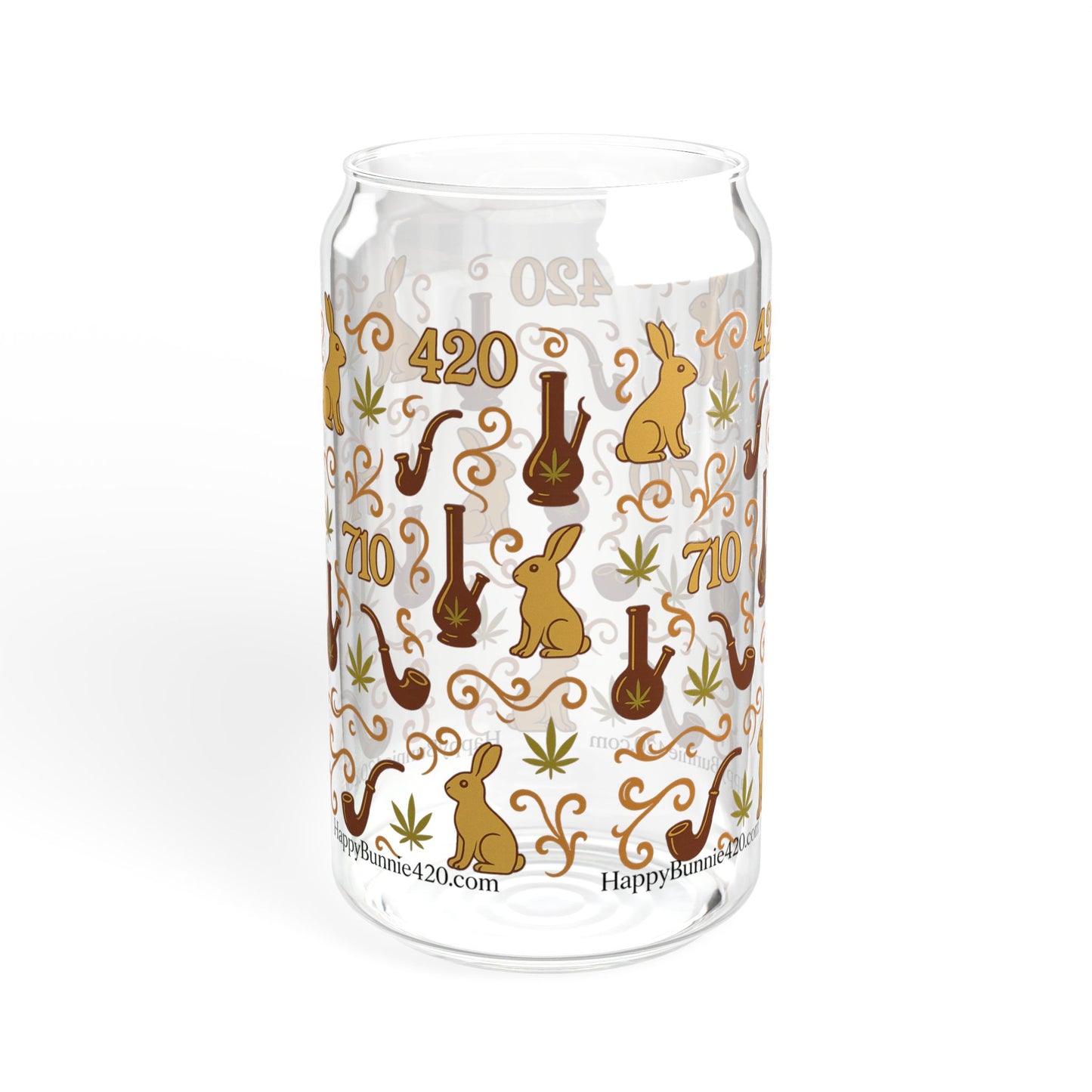 HappyBunnie420 Micro Print Sipper Glass – 16 oz