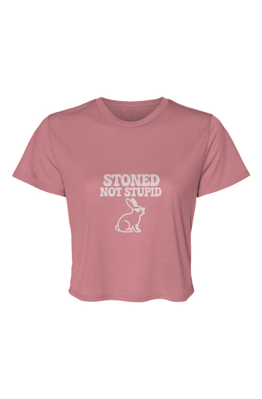 Stoned NOT Stupid Bunnie Flowy Crop Tee