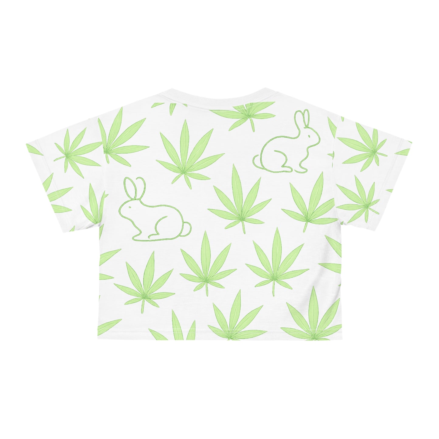 All-Over Cannabis Print Crop Tee