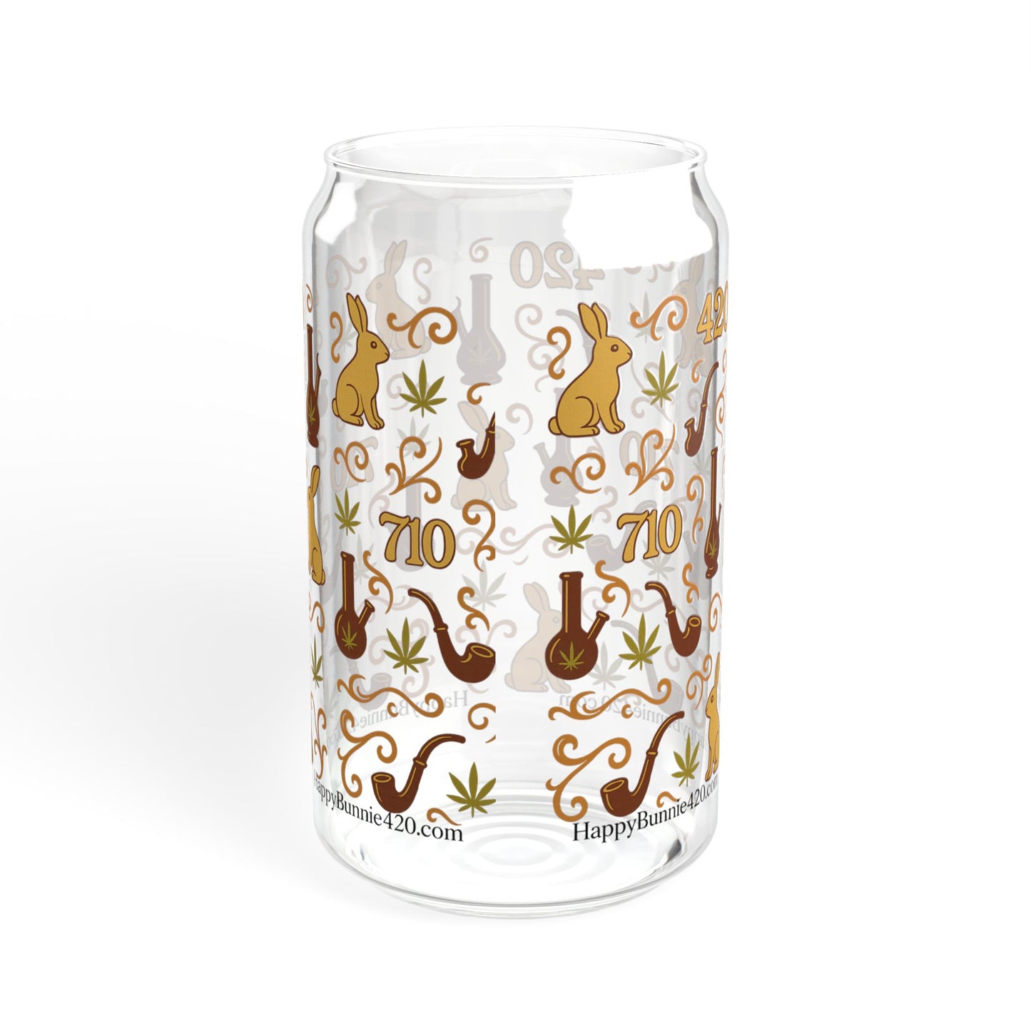 HappyBunnie420 Micro Print Sipper Glass – 16 oz