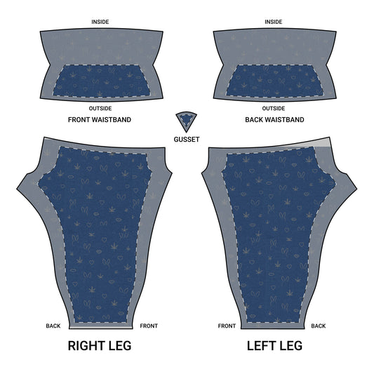 Wide Waistband Denim Print Yoga Pants